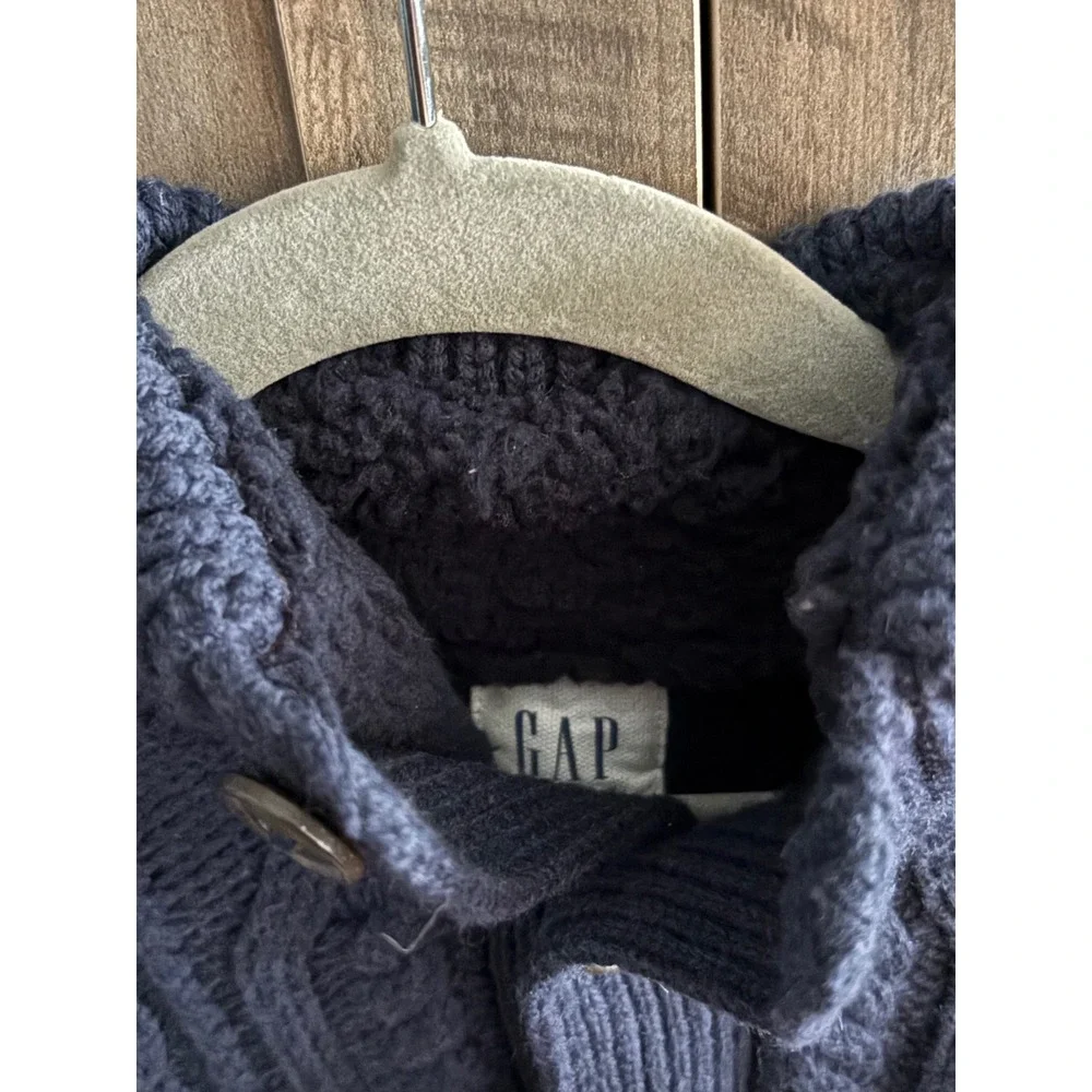 Gap Kids Navy Blue Cable Knit Sherpa Lined Mock Neck Sweater XS 4-5